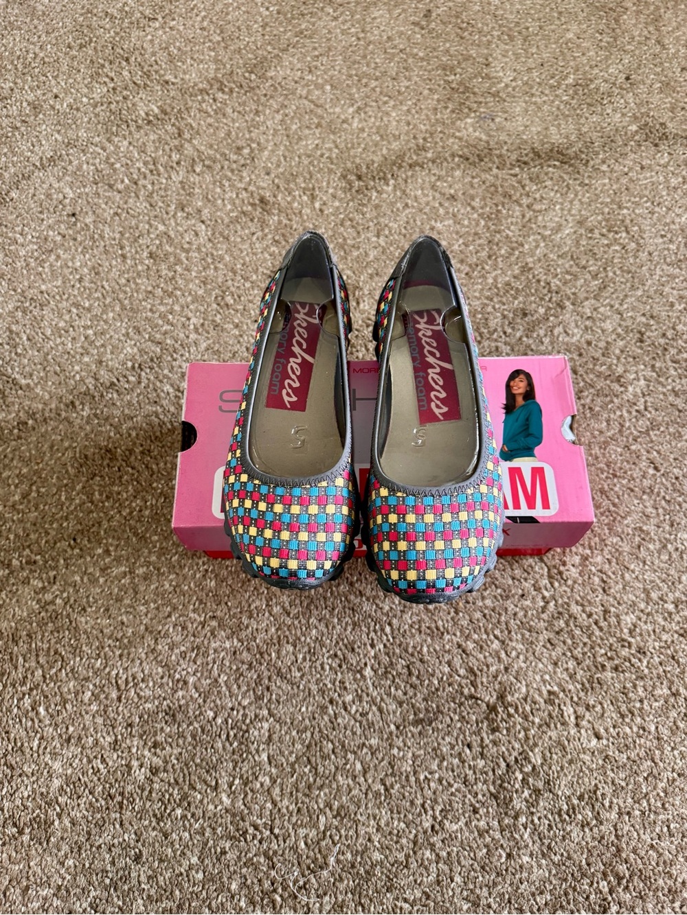 Skechers Multicolor Checker Slip-On Ballet Flats